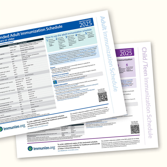 Laminated Immunization Schedules