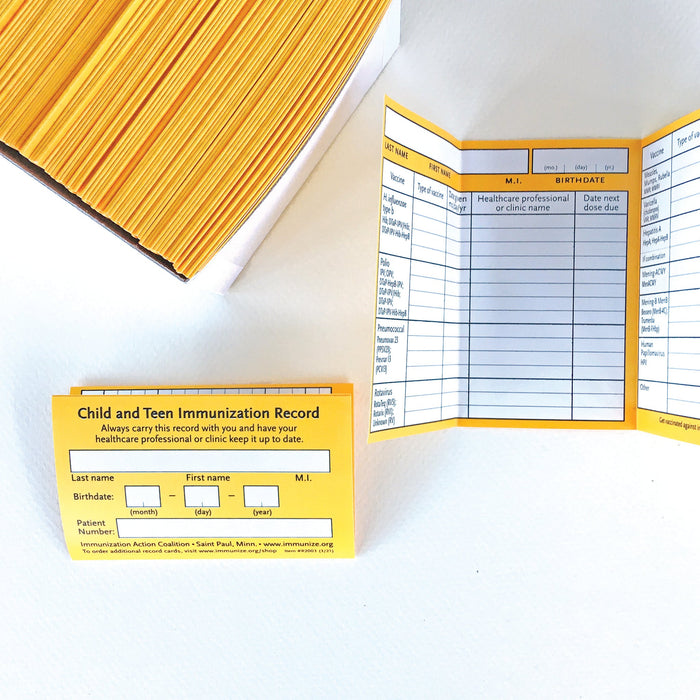 Wallet-Sized Child & Teen Immunization Record Cards (Box of 250)